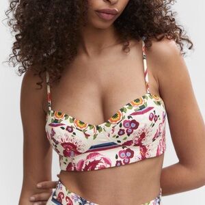 Mango Multicolor Printed Linen Crop Top Size S